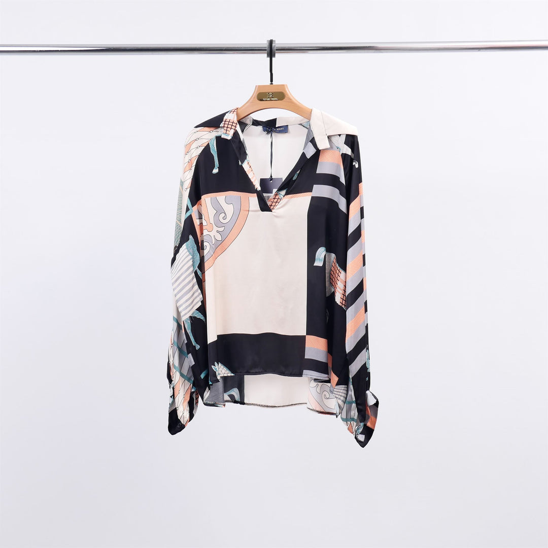 KD7365VS-20 Equestrian Print Flowy Tunic