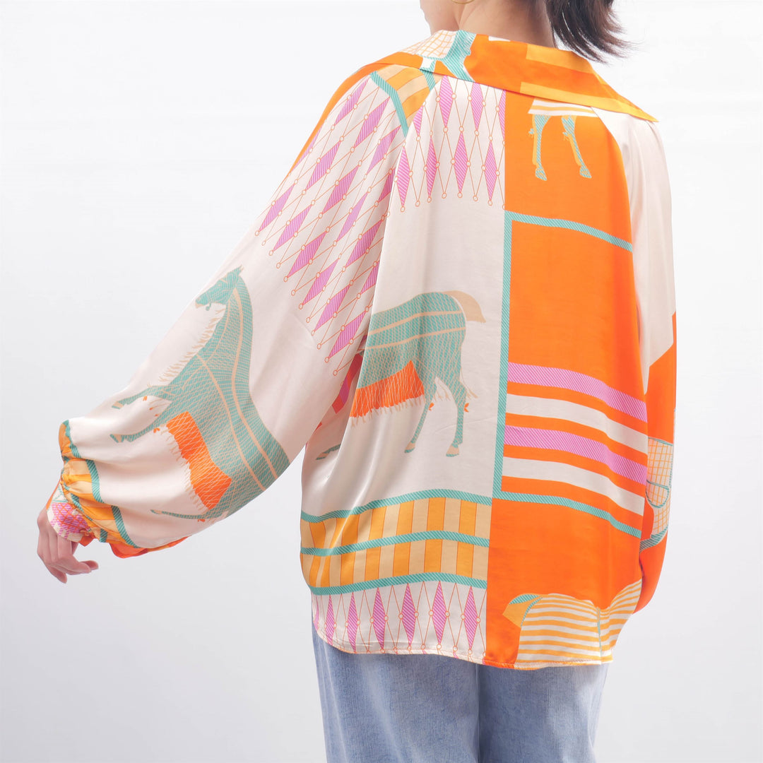 KD7365VS-20 Equestrian Print Flowy Tunic