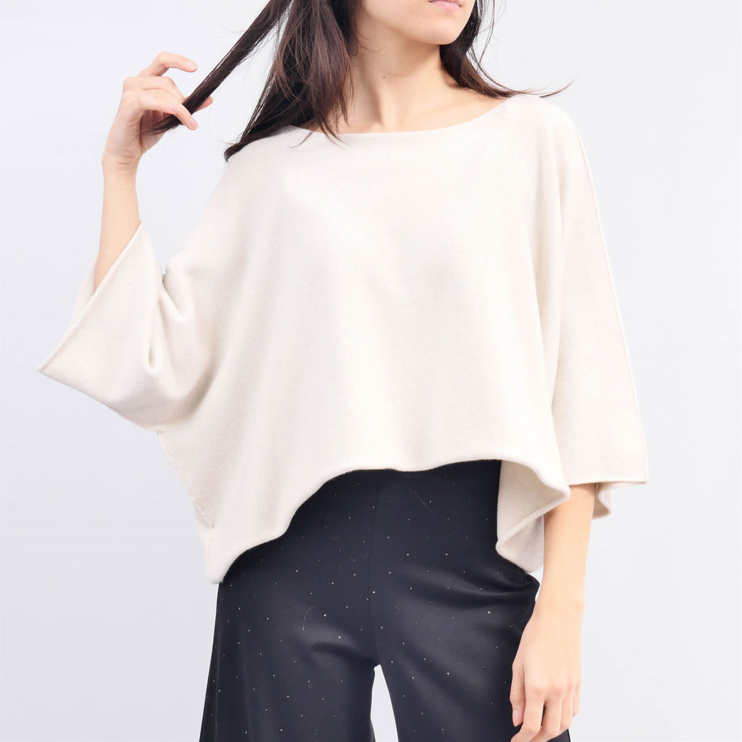 Loose-fitting boat neck batwing sleeve sweater DSY0203
