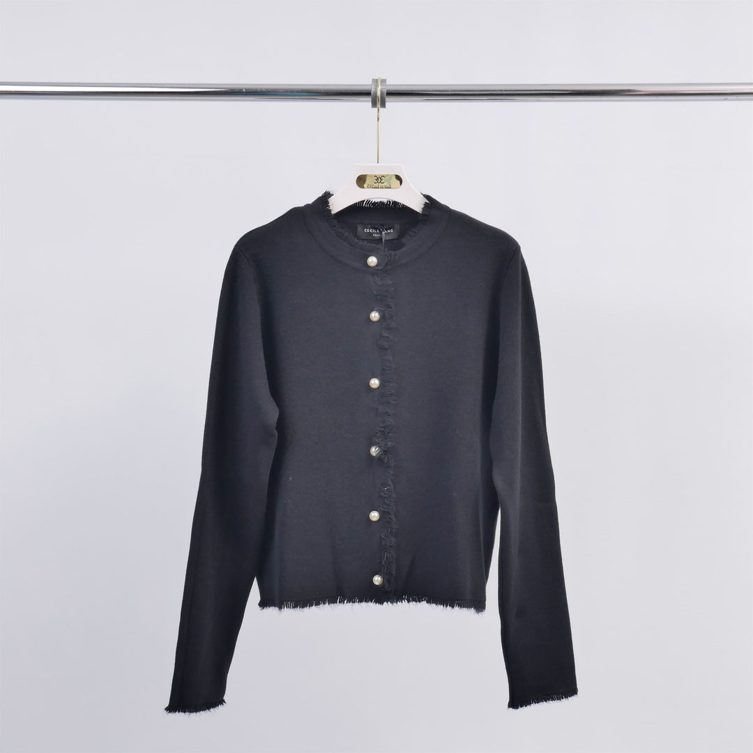 Round neck cardigan jacket with pearl buttons HY86060