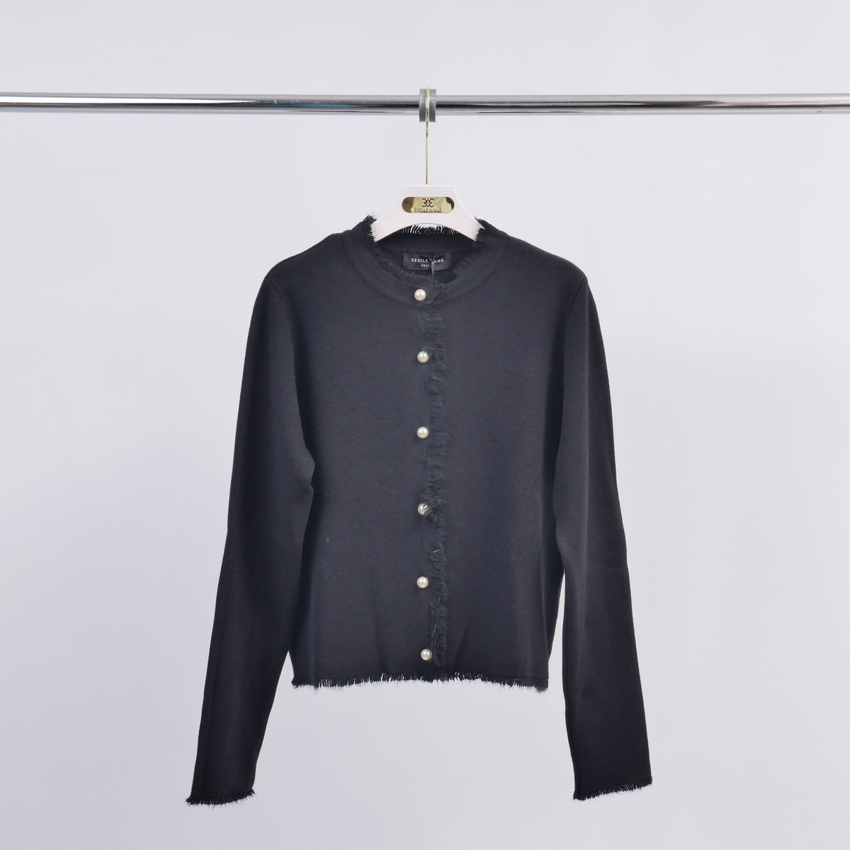 Round neck cardigan jacket with pearl buttons hy86060