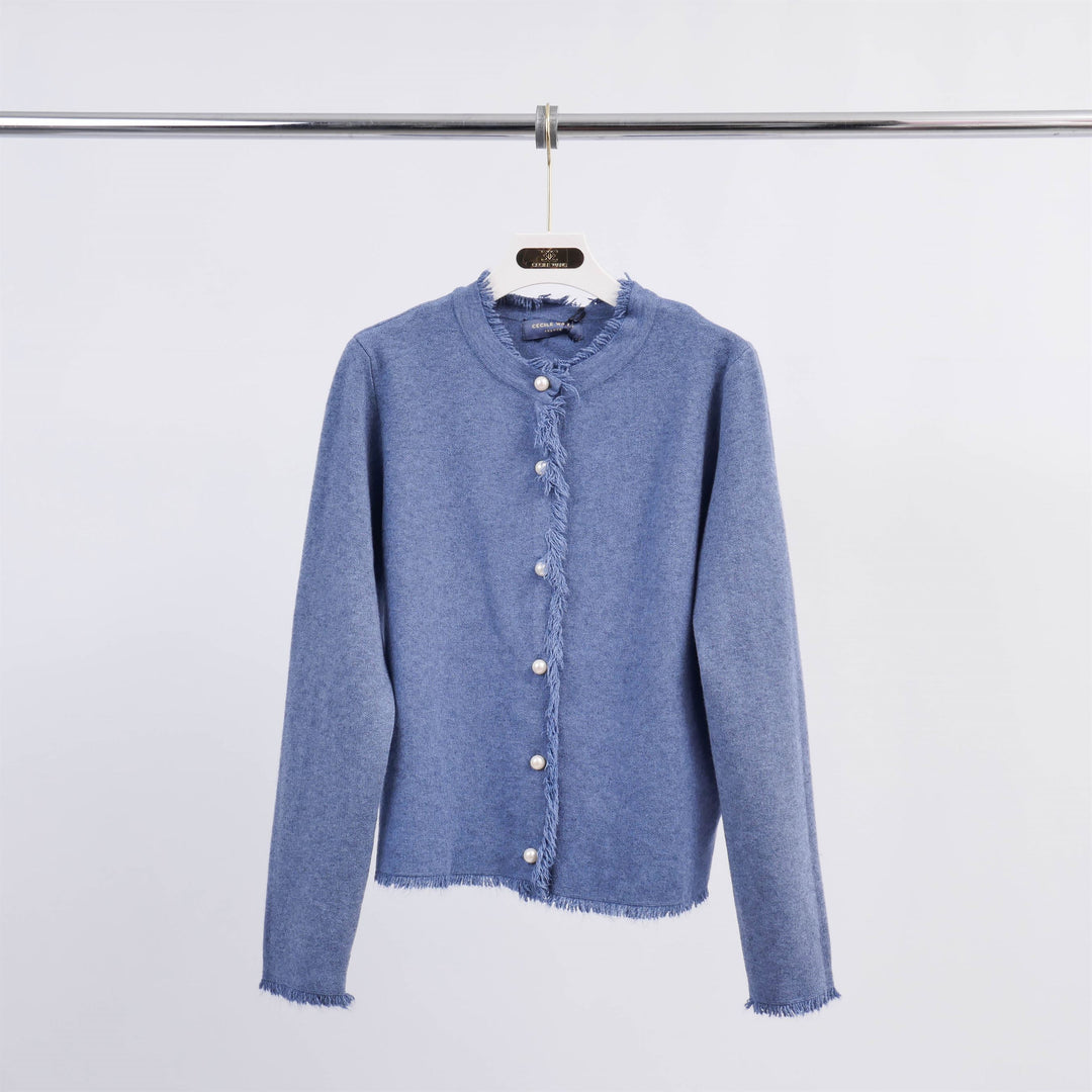 Round neck cardigan jacket with pearl buttons HY86060