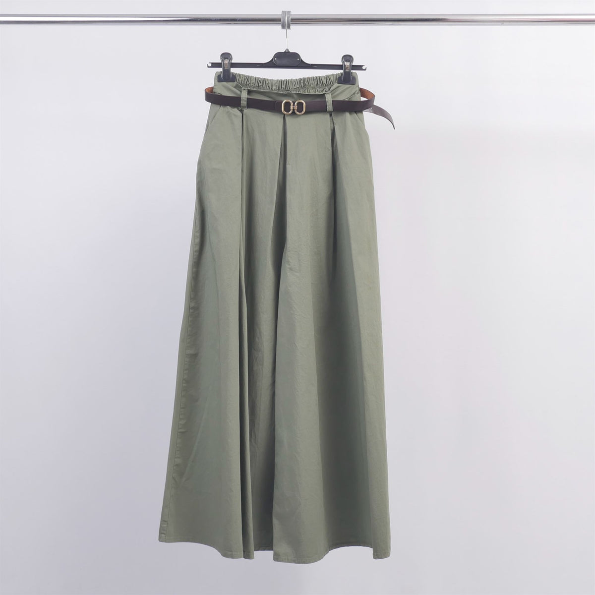 Wide leg belted cotton trousers cva824687