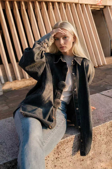 Chemise en jean oversize à boutons signature MJ263763