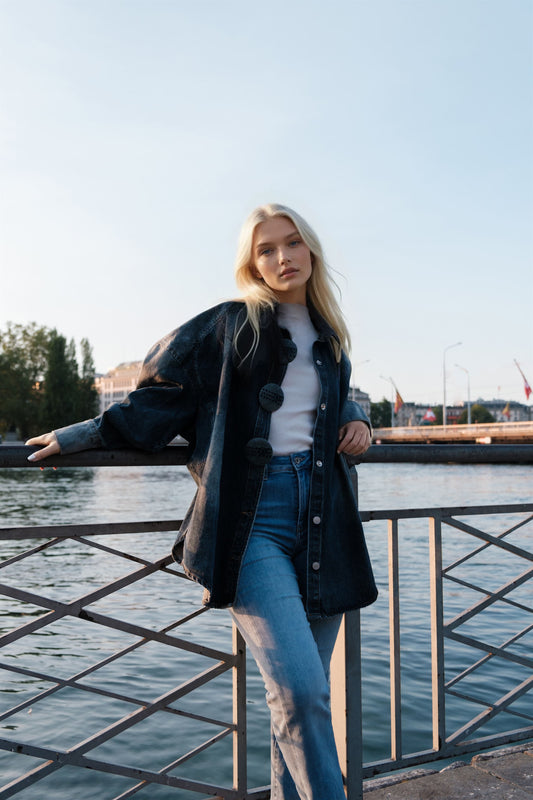 Chemise en jean oversize à boutons signature MJ263763