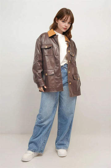 Veste réversible en similicuir et suédine MJ262144