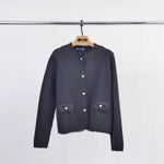 Load image into Gallery viewer, Short cardigan with mother-of-pearl buttons and frayed edges HY11057
