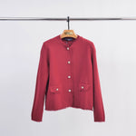 Load image into Gallery viewer, Short cardigan with mother-of-pearl buttons and frayed edges HY11057
