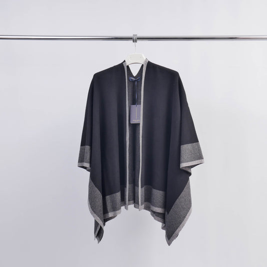 Cape en maille bicolore à bords contrastés – SVD6187