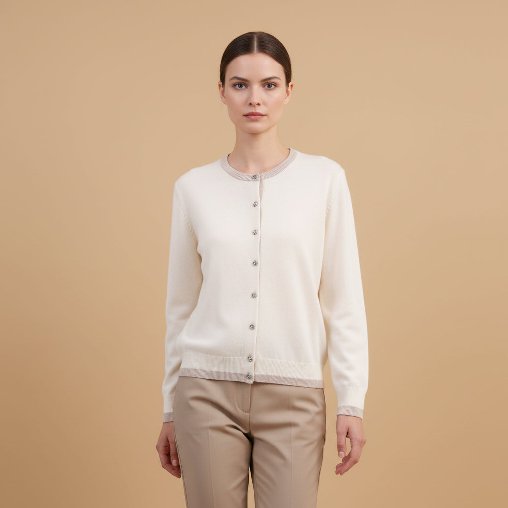 Cardigan en laine fine bords contrastés – HYL1867
