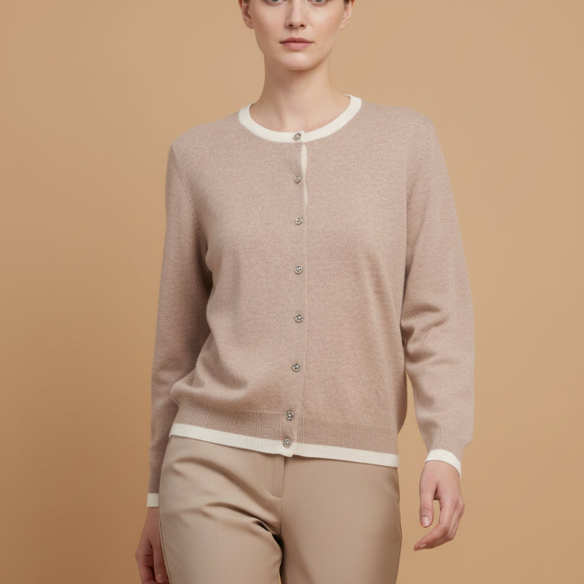 Cardigan en laine fine bords contrastés – HYL1867