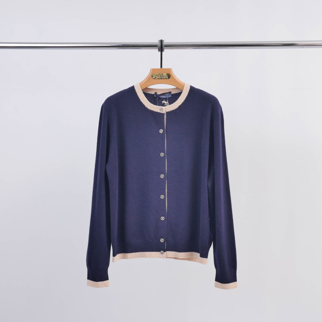 Cardigan en laine fine bords contrastés – HYL1867