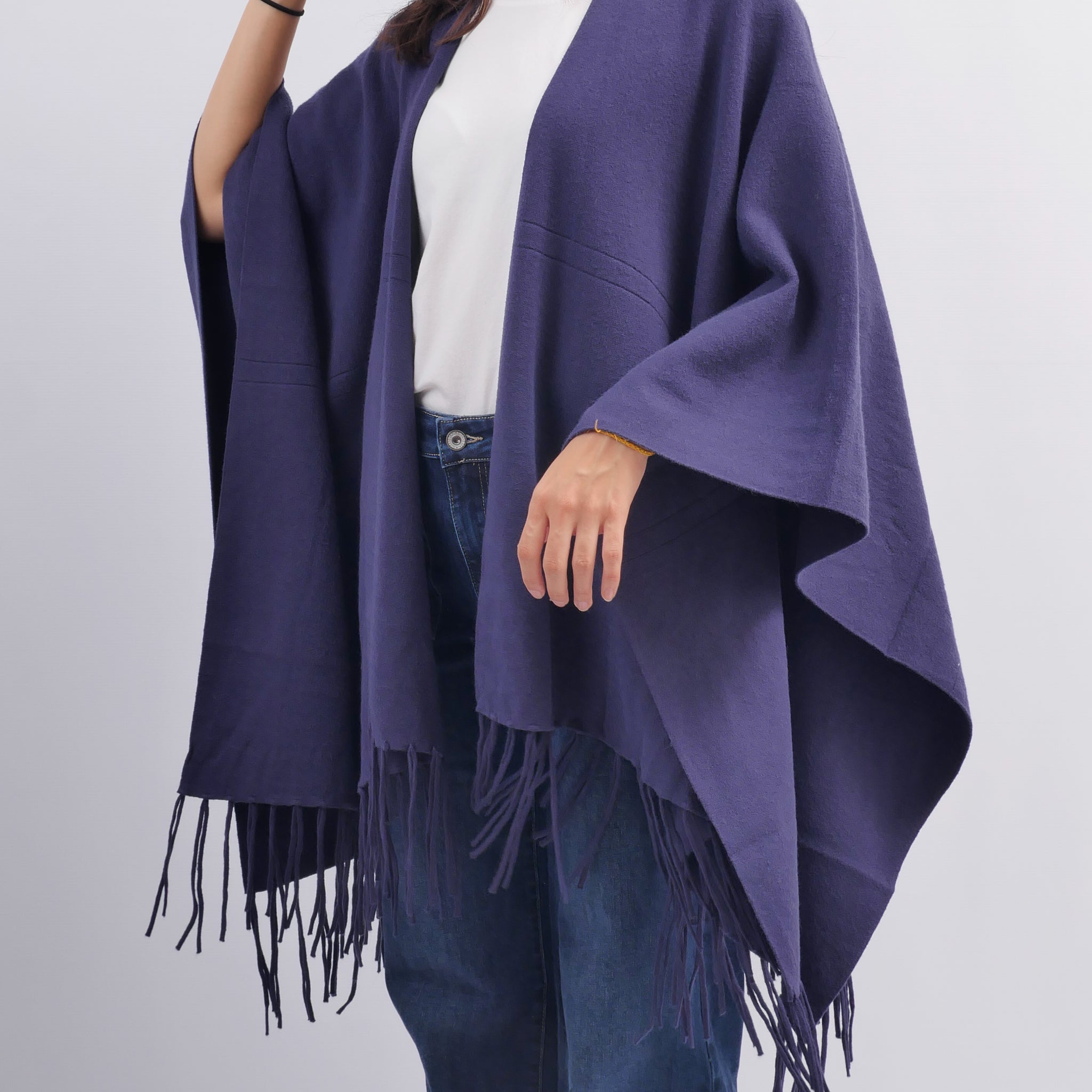Poncho à franges ample en maille douce – SVD2006