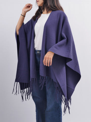 Poncho à franges ample en maille douce – SVD2006