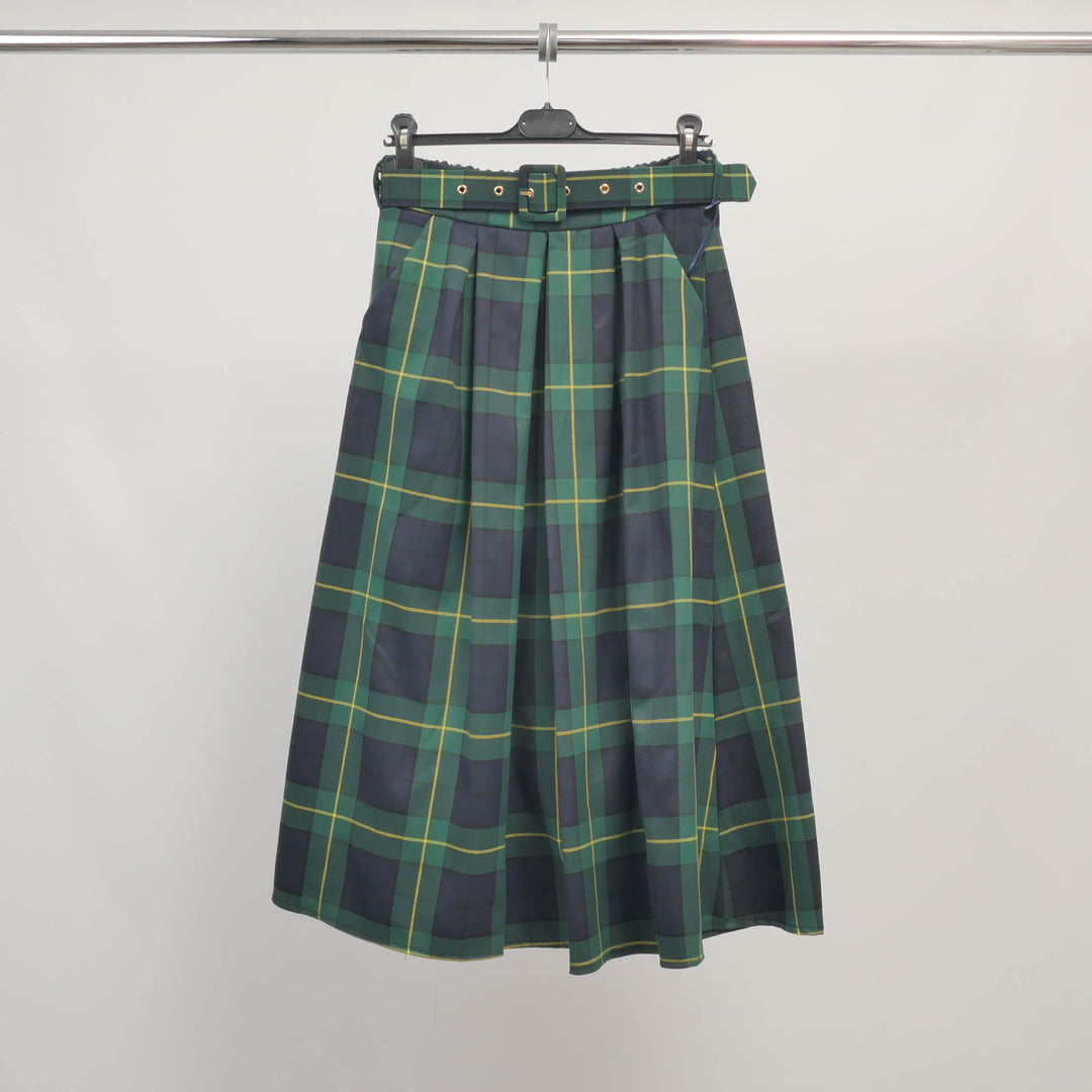 Checkered midi skirt with belt TDM72125-3