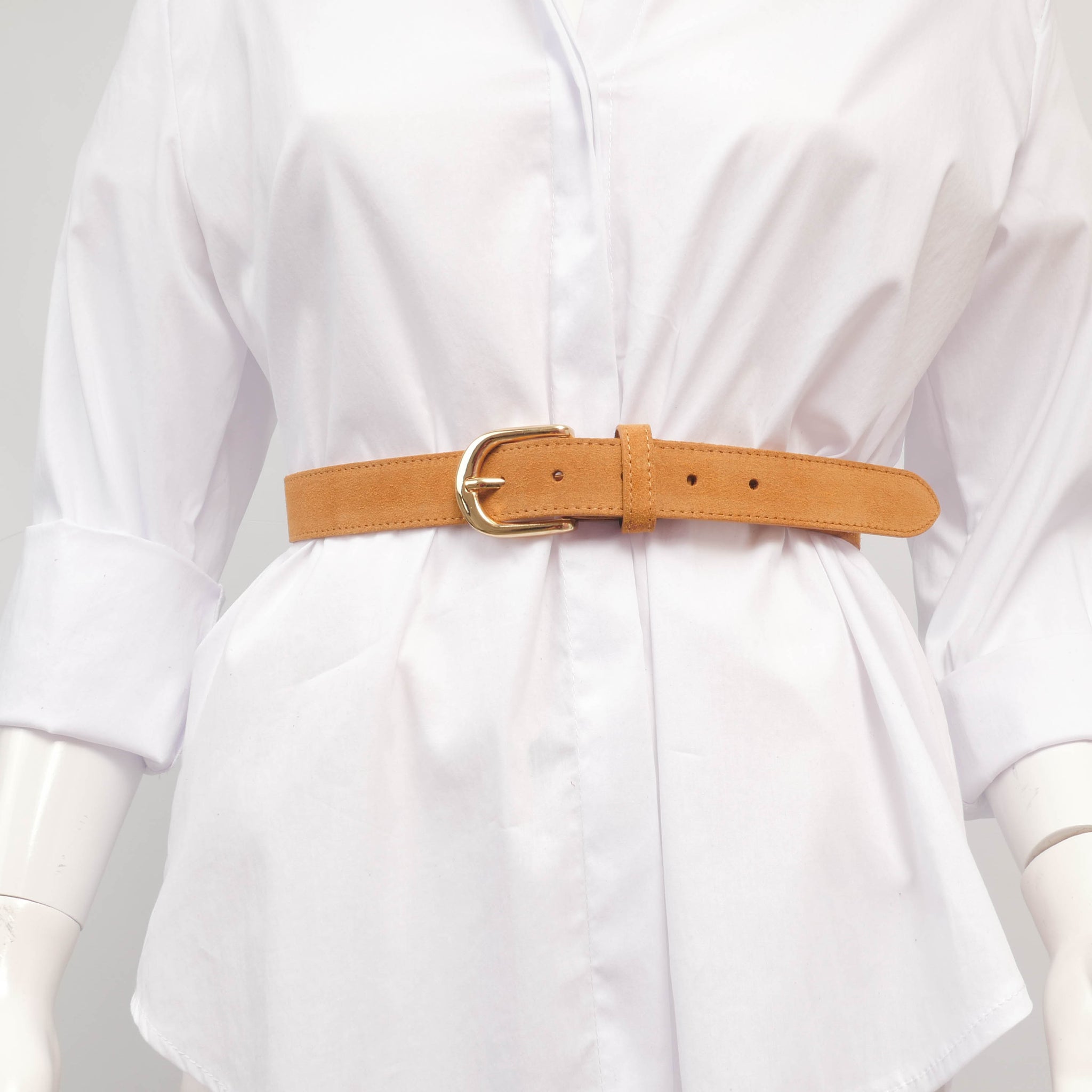 Ceinture en cuir daim boucle arrondie 2,8 cm – BK0018-2