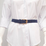 Suede leather belt with rounded buckle, 2.8 cm – BK0018-2 