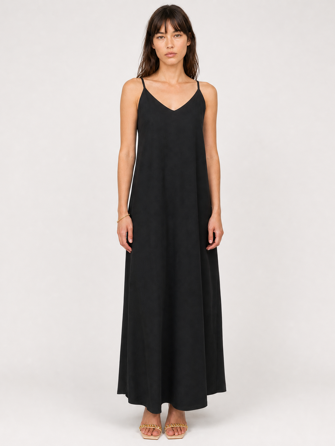 Robe longue en coton à fines bretelles TDM23325