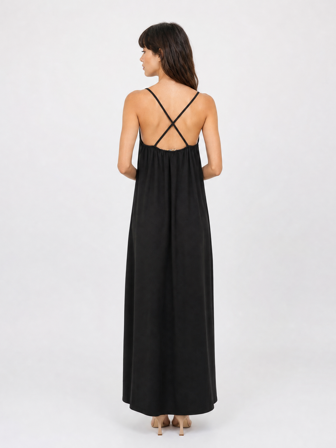 Robe longue en coton à fines bretelles TDM23325