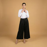 High-waisted wide-leg linen blend trousers MJ1271