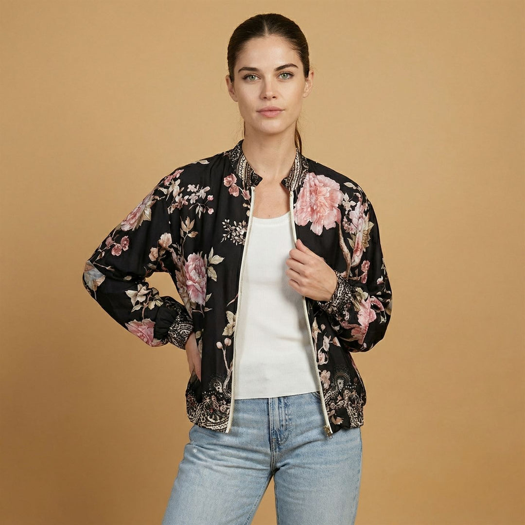 Veste satinée imprimée fleurs KD8772VS-11