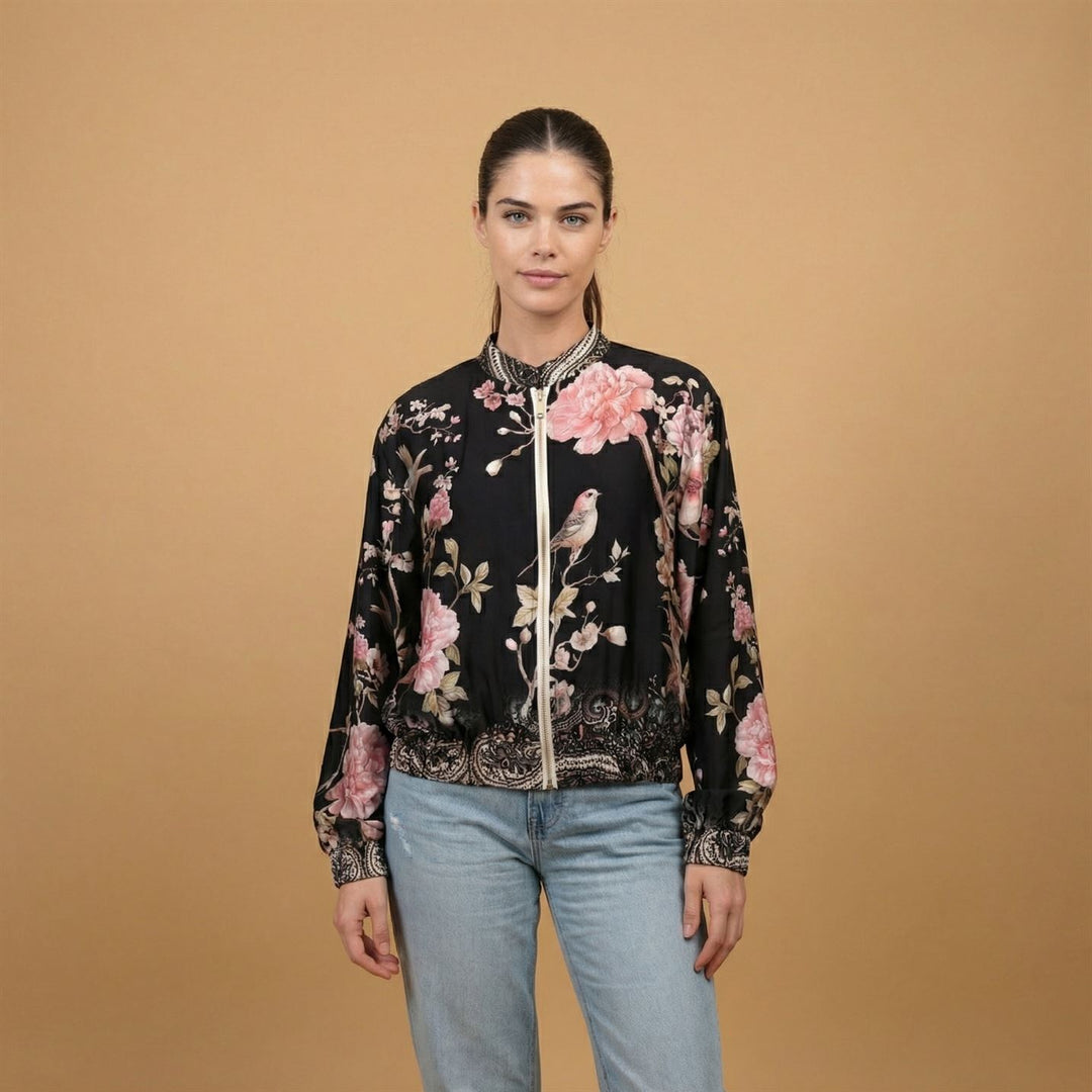 Veste satinée imprimée fleurs KD8772VS-11