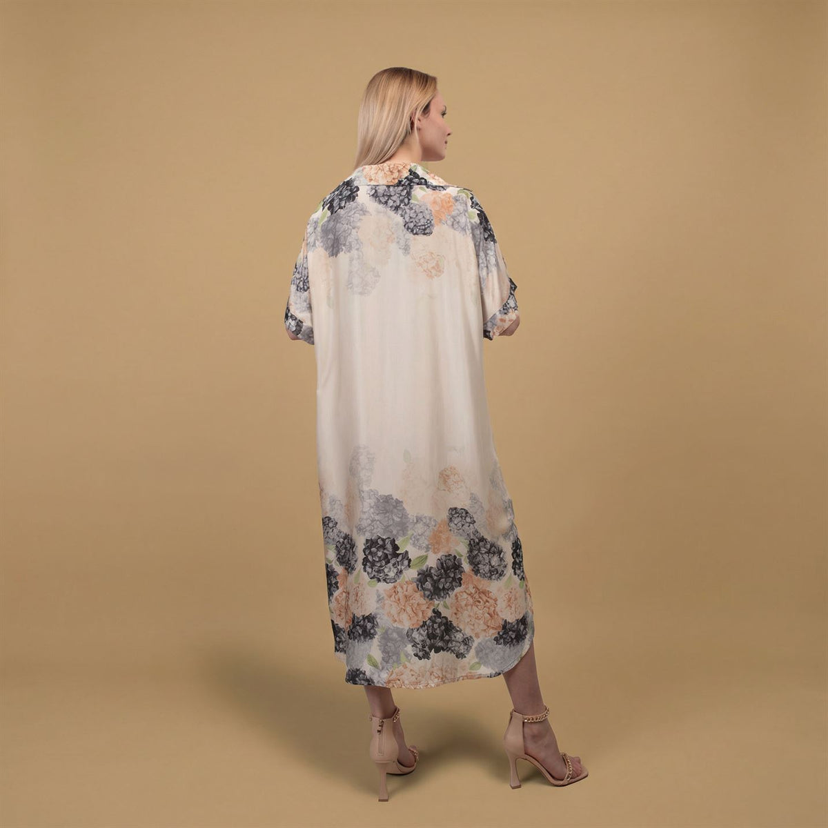 Robe satinée col chemise à imprimé hortensia – kd6917vs 5