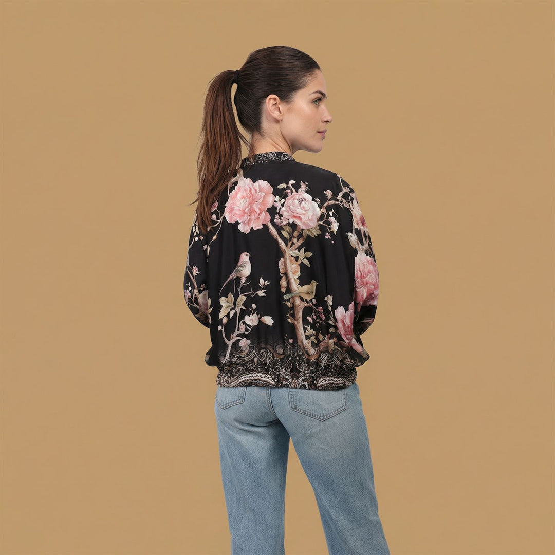 Veste satinée imprimée fleurs KD8772VS-11