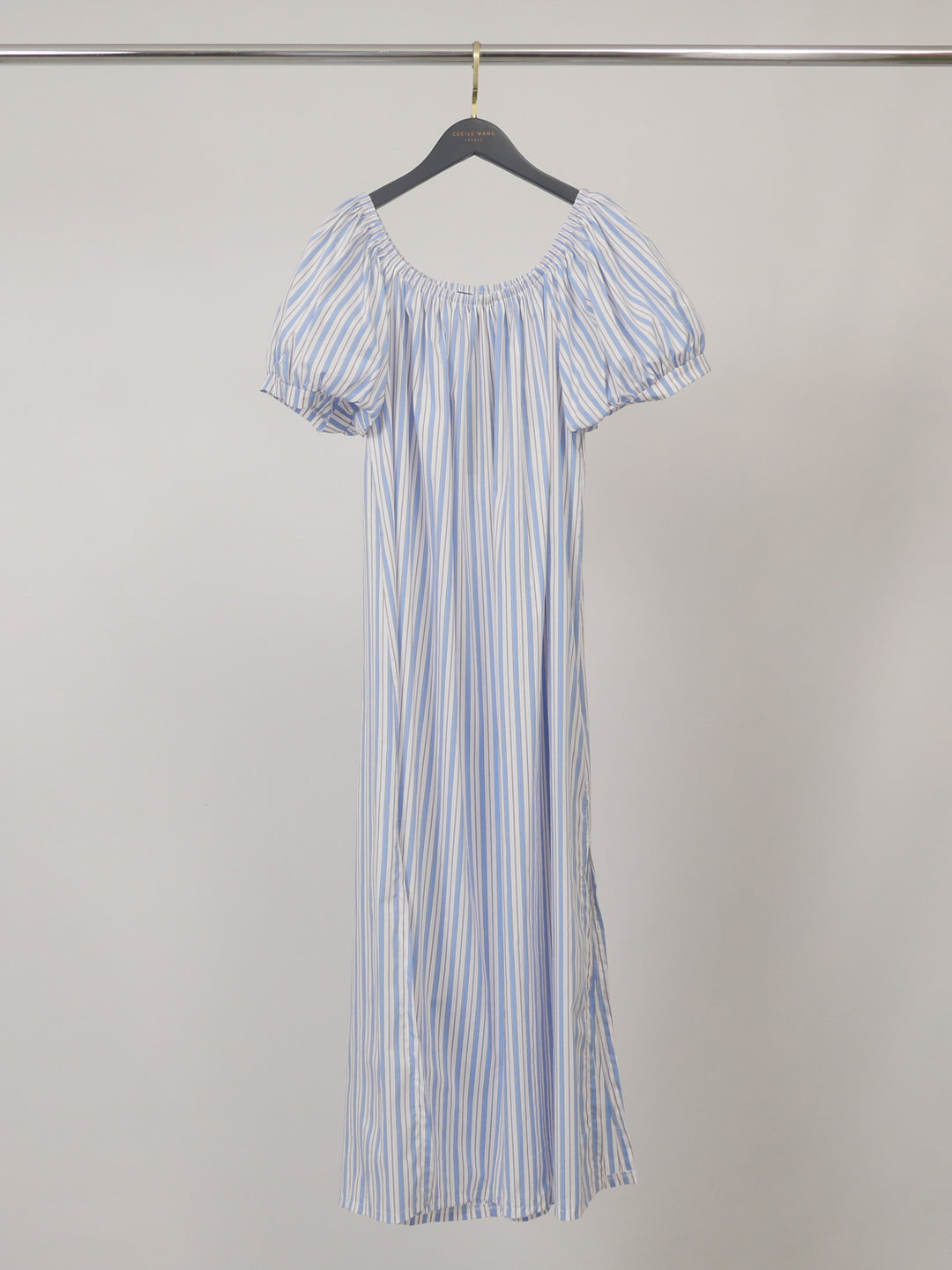 Robe longue légère rayée à col élastiqué TDM55826-2