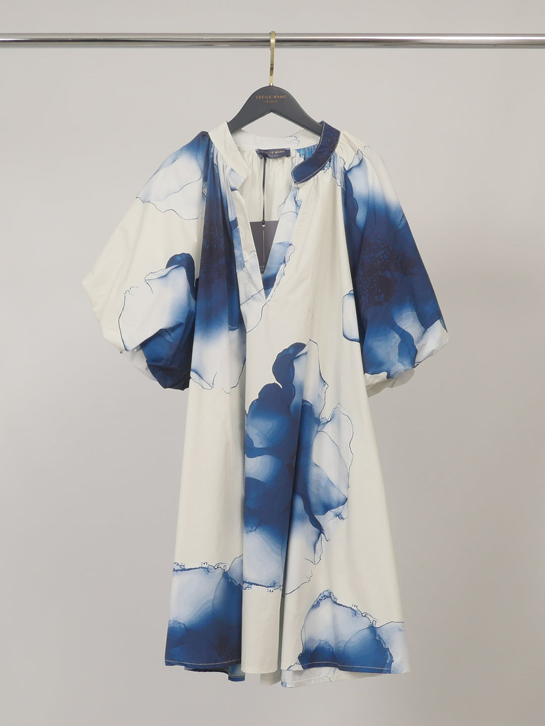 Robe en coton imprimée à manches bouffantes DB14485-2