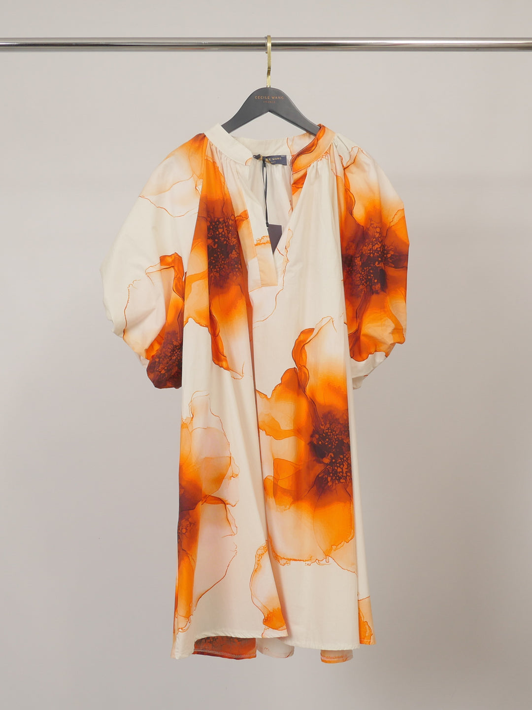 Robe en coton imprimée à manches bouffantes DB14485-2