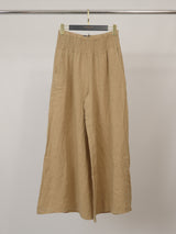 Pantalon large en lin à taille élastiquée JY12013