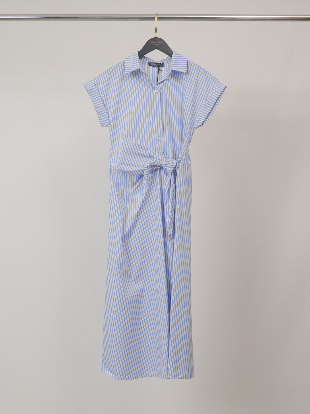 Robe chemise rayée à nouer à la taille TDM23824-9