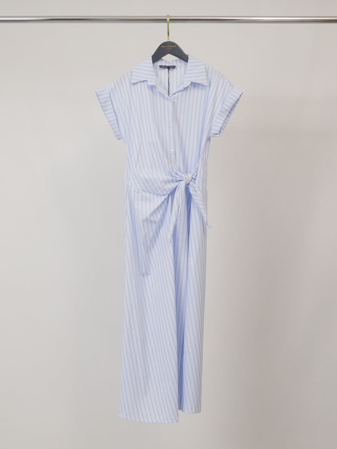 Robe chemise rayée à nouer à la taille TDM23824-2