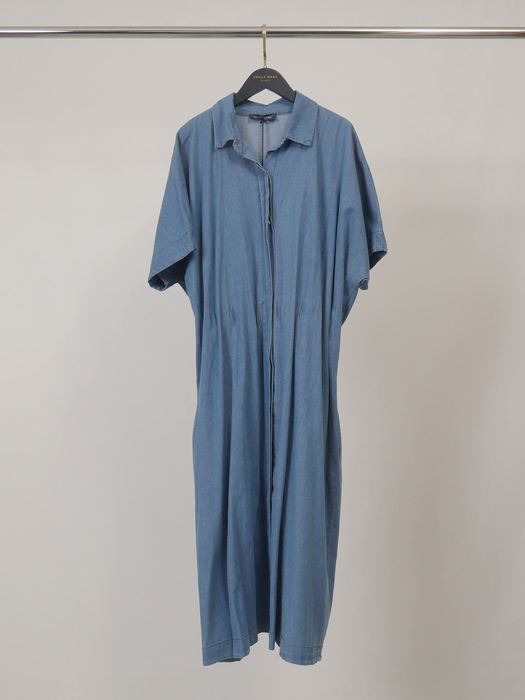 Robe chemise en denim à taille élastiquée TDM50226