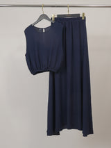 Ensemble fluide en viscose top et jupe midi TDM31323-8