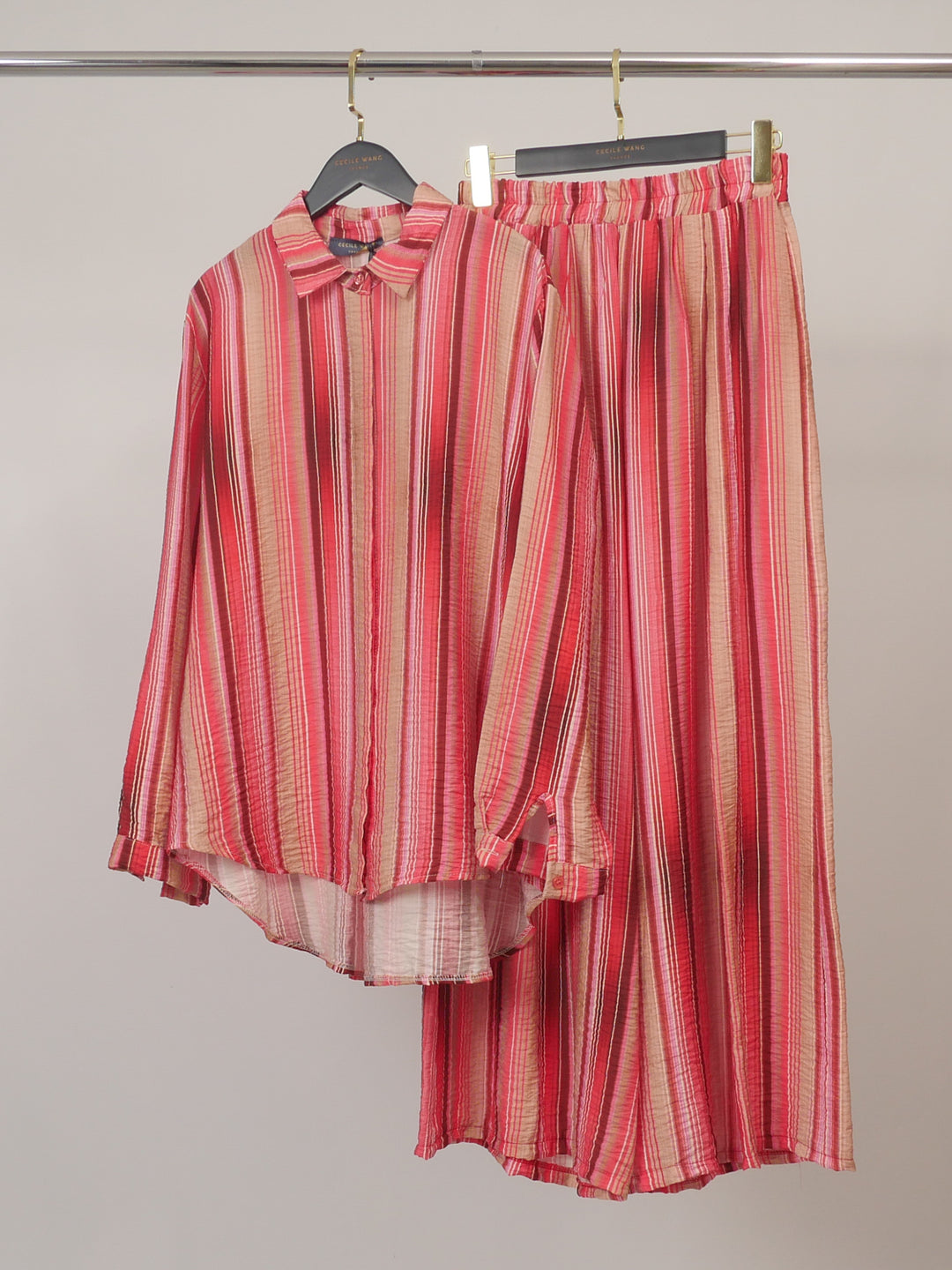 Pantalon large fluide en viscose à rayures TDM19123-76