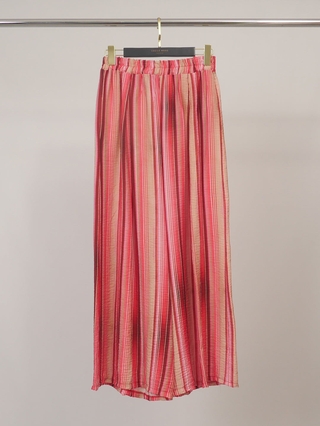 Pantalon large fluide en viscose à rayures TDM19123-76