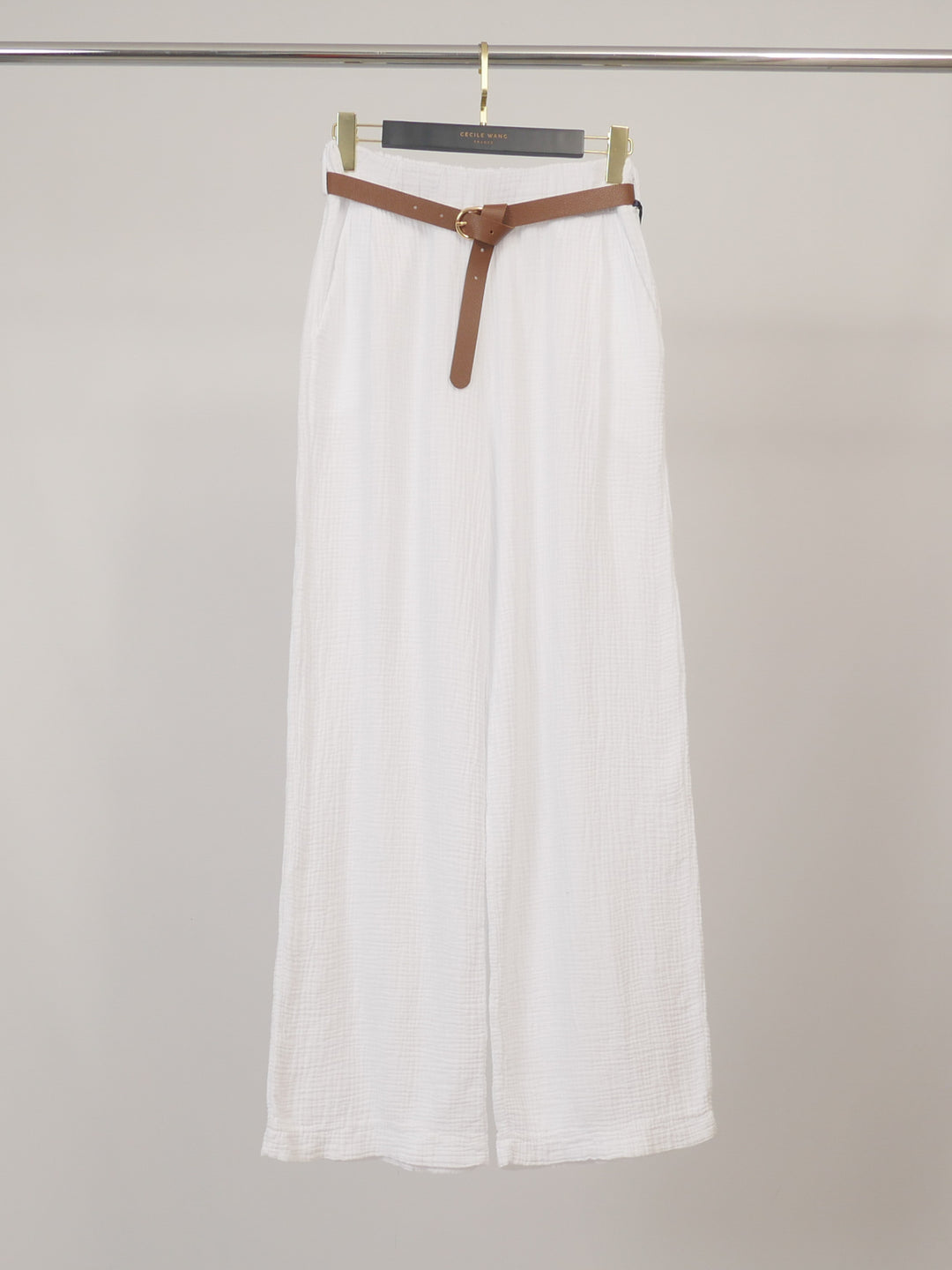 Pantalon large en gaze de coton ceinturé TDM78223-10