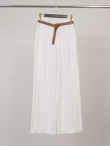 Pantalon large en gaze de coton ceinturé TDM78223-10