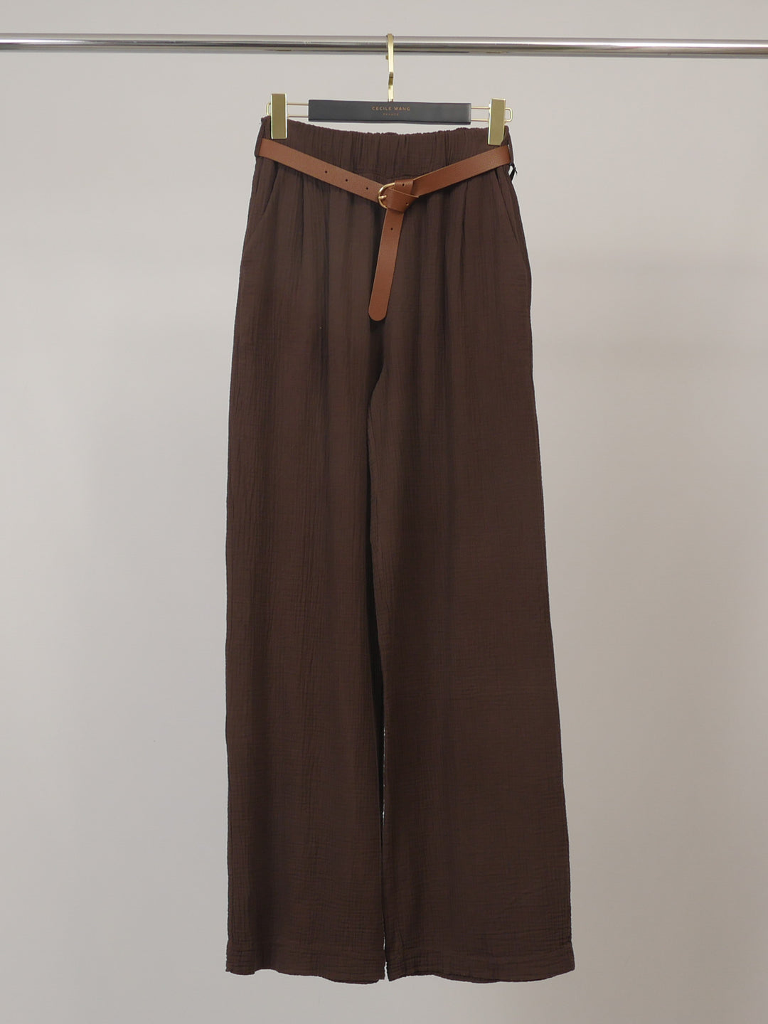 Pantalon large en gaze de coton ceinturé TDM78223-10