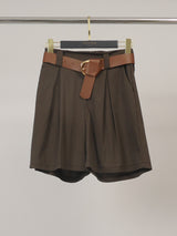 Short large en coton à ceinture bouclée TDM55525-3