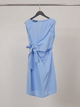 Robe courte en coton structuré à nœud taille TDM52019