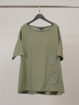 T-shirt fluide en coton à poches plaquées TDM57826