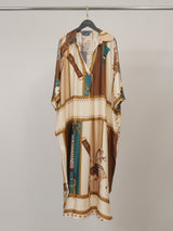 Robe satinée ample à imprimé équestre KD8966VS-2
