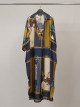 Robe satinée ample à imprimé équestre KD8966VS-2