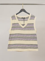 Débardeur en coton texturé jacquard graphique SY7690-2