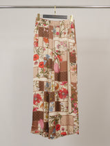 Pantalon satiné fluide à imprimé floral KD6637VS-39