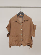 Chemise courte en lin à bas ajustable CVA225168