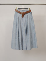 Jupe midi en coton rayé à taille ceinturée TDM52123CJ28